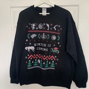 GAME OF THRONES - Winter Is Coming Ugly SweatShirt - Size Large